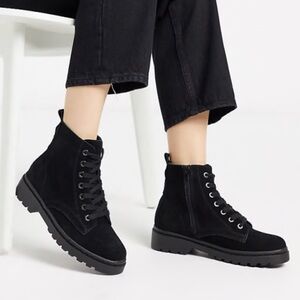 Topshop Black Combat Boots